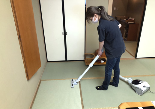 宿泊するお客様が気持ちよく休める、また次も泊まりたくなるよう「おもてなしの心」で清掃いたします。
